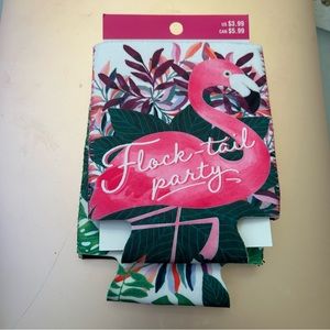 Flamingo and leaves two pack of koozies